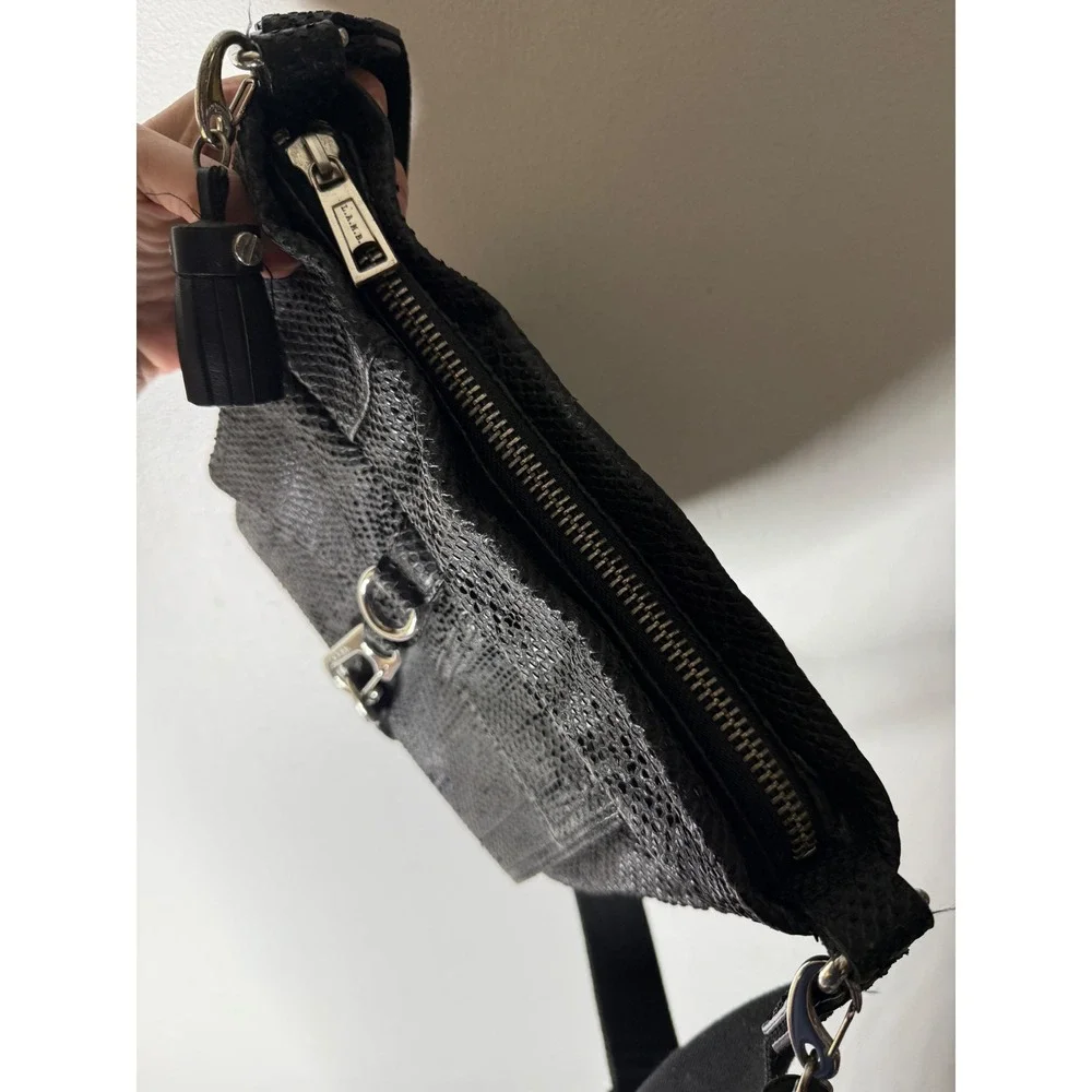 L.A.M.B. Gwen Stefani black textured leather hobo handbag